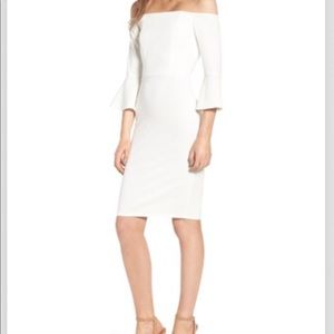 White Nordstrom 3/4 Length Off The Shoulder Dress